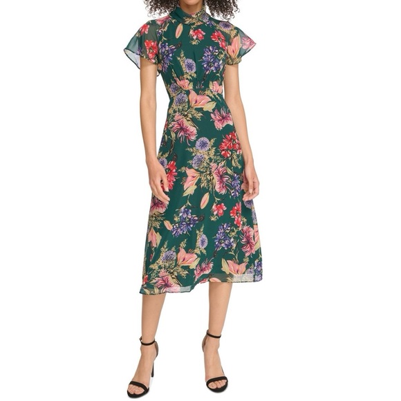 green emerald velvet dress Vince Camuto Women's Mock Neck Drop Shoulder Midi Dress Classic Navy Small  at Amazon Women's Clothing store